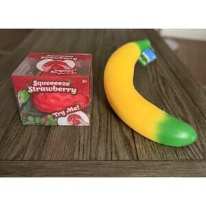 Sunny Days Jumbo Squeezy Strawberry & Banana Viral Squishy Sensory Toy New Set-2